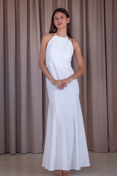 Sleeveless Bodycon Floor Length White Mermaid Dress (XS, white)