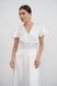 White A-Line Midi Dress with Button Front Top and Butterfly Sleeves (S, off white)