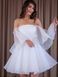 Little White Dress with Corset Top and Airy Sleeves (M, white)