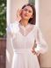 White A-line Button-Up Long Sleeve Lace Cocktail Dress (S, white)