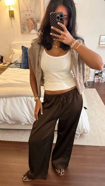 Classic summer chocolate women's trousers (L, chocolate)