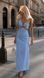 Elegant light blue silk dress with an open back (S, light blue)