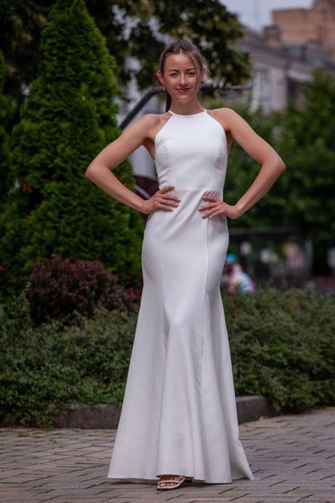 Sleeveless White Bodycon Maxi Dress with Round Neck (L, white)