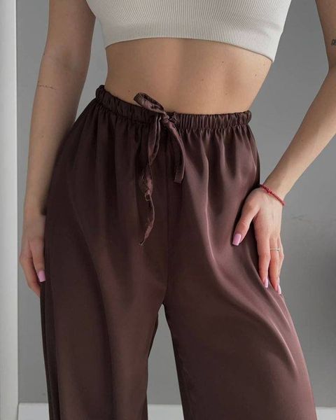 Classic summer chocolate women's trousers (L, chocolate)