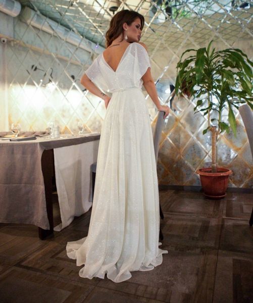 Elegant White Chiffon A-Line Maxi Dress with Cold Shoulders (XL/XXL, white)
