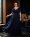 Вечірня довга шифонова сукня синього кольору на короткий рукав (XL/XXL, Синій) MLT-40-448-573 фото 2