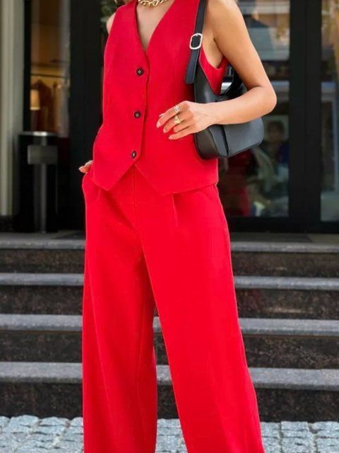 Stylish two-piece suit (M, red)