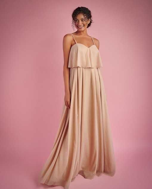 bridal and formal bridesmaids dresses Thank You & Goodbye Light Beige Polka Dot Maxi Dress main image 0
