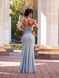 Light Blue Long Evening Strapless Dress With Feathers (XS, light blue)