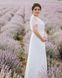 A-Line Maxi White Dress: Short Sleeve, V-Neck, Cold Shoulder, Sheer Sleeves (L/XL, white)