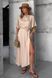 Trendy silk dress in beige color (S/M, gold)