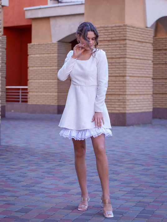 White Babydoll Dress with Lace Underskirt