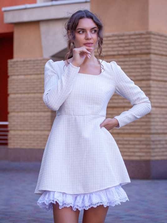knee length dresses for ladies Historically Inspired Brushed Cotton Chemise Mini-Dress in White main image 1