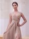 [COPY] Golden A-line Floor Length Evening Formal Dress with Slit and Lace-Up Back (S, gold)