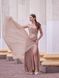 [COPY] Golden A-line Floor Length Evening Formal Dress with Slit and Lace-Up Back (S, gold)