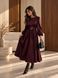 Long-sleeved burgundy silk midi dress (S, burgundy)