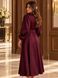 Long-sleeved burgundy silk midi dress (S, burgundy)