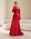 Red Evening Lace Long Dress With Off-The-Shoulder Neckline (M, red)