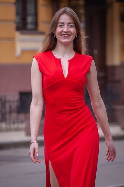 High Slit Sleeveless Red Maxi Dress with V-Neck (XXS, red)