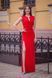 High Slit Sleeveless Red Maxi Dress with V-Neck (XXS, red)