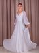 White V-Neck Chiffon Maxi Dress with Long Lantern Sleeves (7XL, white)