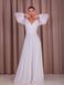 White V-Neck Chiffon Maxi Dress with Long Lantern Sleeves (7XL, white)