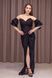Elegant Floor Length Black Sheath Prom Dress for Women with Puff Sleeves and Front Slit (XS, black)