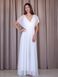 White Bridal Maxi Dress with Short Sheer Sleeves and Cold Shoulders (XL/XXL, white)