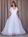 White Bridal Maxi Dress with Short Sheer Sleeves and Cold Shoulders (XL/XXL, white)