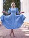 Blue Cocktail Midi Dress With Puff Sleeves And Open Back (S, light blue)