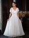 White Bridal Maxi Dress with Short Sheer Sleeves and Cold Shoulders (XL/XXL, white)