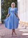 Blue Cocktail Midi Dress With Puff Sleeves And Open Back (S, light blue)