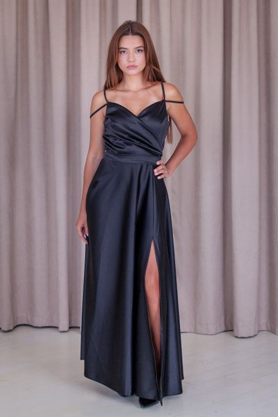 Elegant Black Sleeveless Maxi Dress with V-Neck and Side Slit (S, black)