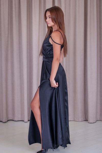 Elegant Black Sleeveless Maxi Dress with V-Neck and Side Slit (S, black)