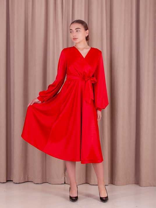 red satin wrap midi dress Coast Women's Satin Back Crepe Ruffle Wrap Midi Dress in Flame Red