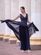 Navy Blue Maxi Evening Dress with V-Neck and Side Slit (XS, blue)