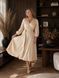 Beige Silk Wrap Midi Dress with 3/4 Sleeves (XL/XXL, beige)