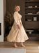 Beige Silk Wrap Midi Dress with 3/4 Sleeves (XL/XXL, beige)
