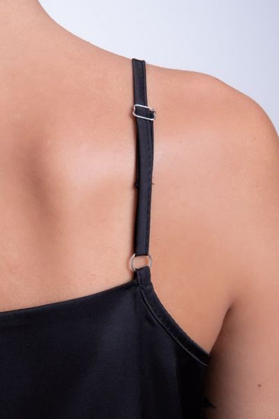 Silk black tank top in lingerie style (L, black)