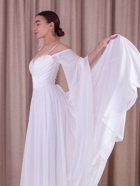 Elegant White Evening Maxi Dress (L/XL, white)