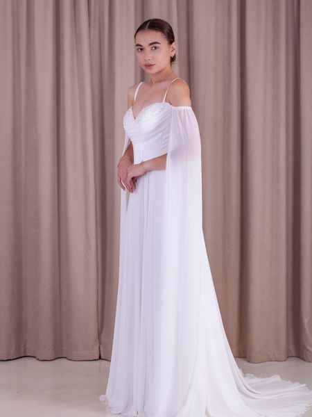 Elegant White Evening Maxi Dress (L/XL, white)