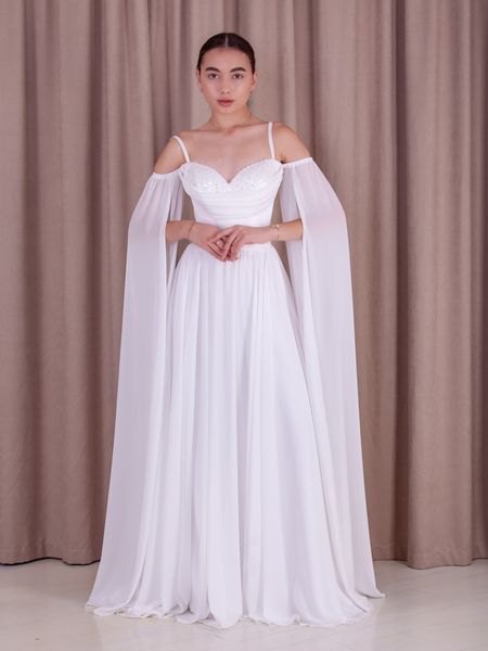 Elegant White Evening Maxi Dress (L/XL, white)