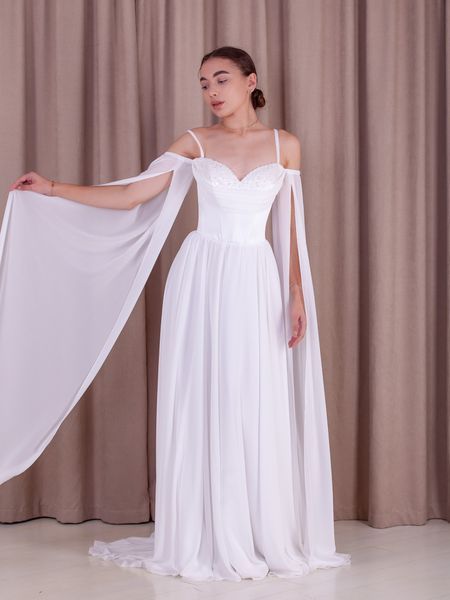 Elegant White Evening Maxi Dress (L/XL, white)
