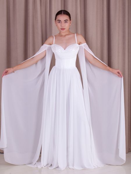 Elegant White Evening Maxi Dress (L/XL, white)
