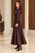 Brown silk long-sleeved midi dress (M, brown)