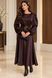 Brown silk long-sleeved midi dress (M, brown)
