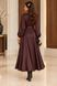 Brown silk long-sleeved midi dress (M, brown)