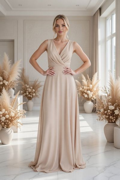 Вечірня корсетна шифонова довга сукня (M, Золотий) MLT-40-448-596 фото