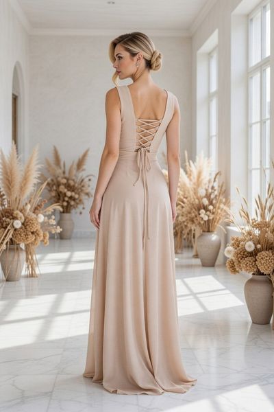 Вечірня корсетна шифонова довга сукня (M, Золотий) MLT-40-448-596 фото