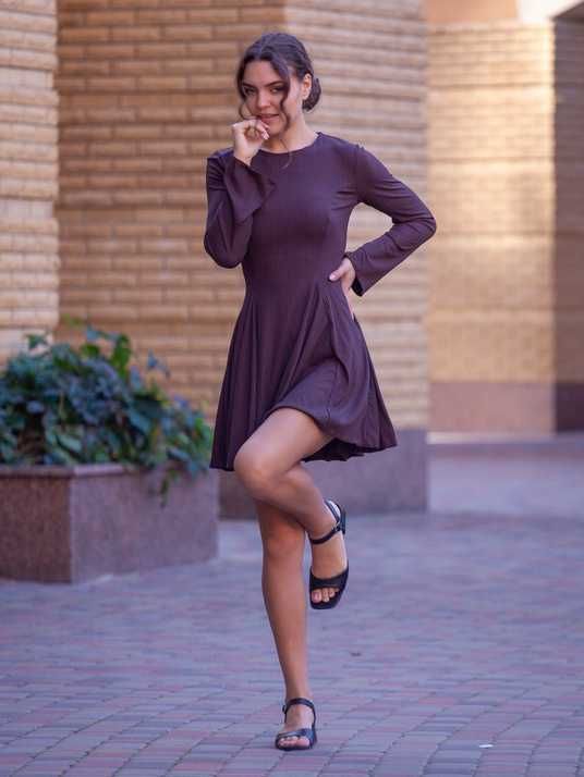 chinese dress ladies Burgundy Scoop Neck A-Line Midi Dress